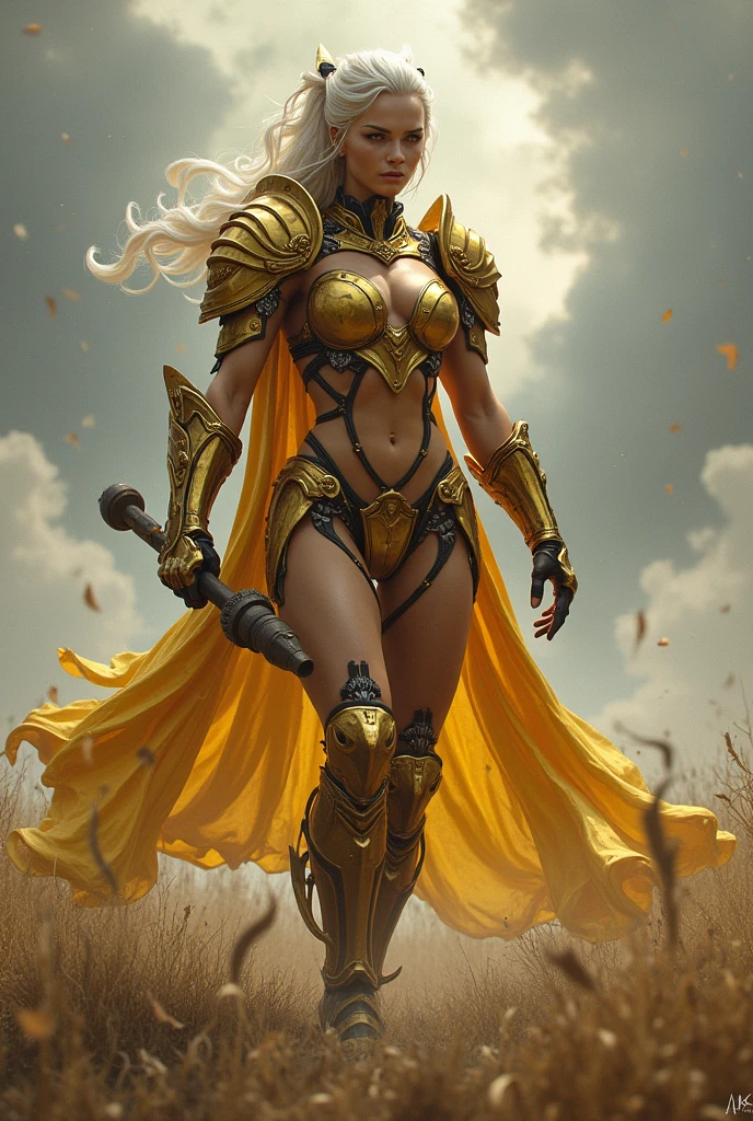 fighter,Aries Gold Saints,Knights of the Zodiac,war effect,REAL - style image of a body builder woman  in a field, cyberpunk art inspired by Leng Mei, cgsociety contest winner, fantasy art, beautiful Mistresses body builder fighter girl,  knight girl, as a mystical valkyrie, battle Knights of the Zodiac, Saints in sexy gold bondage, mechanized valkyrie girl, unreal engine 4k wallpaper, wraith from apex legends, 