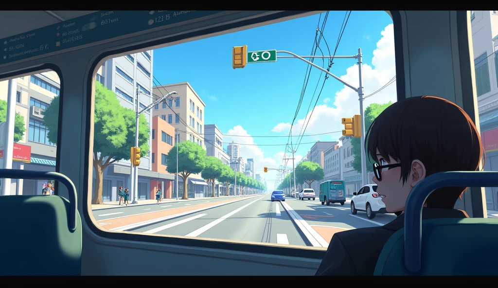 View from bus window in passenger seat