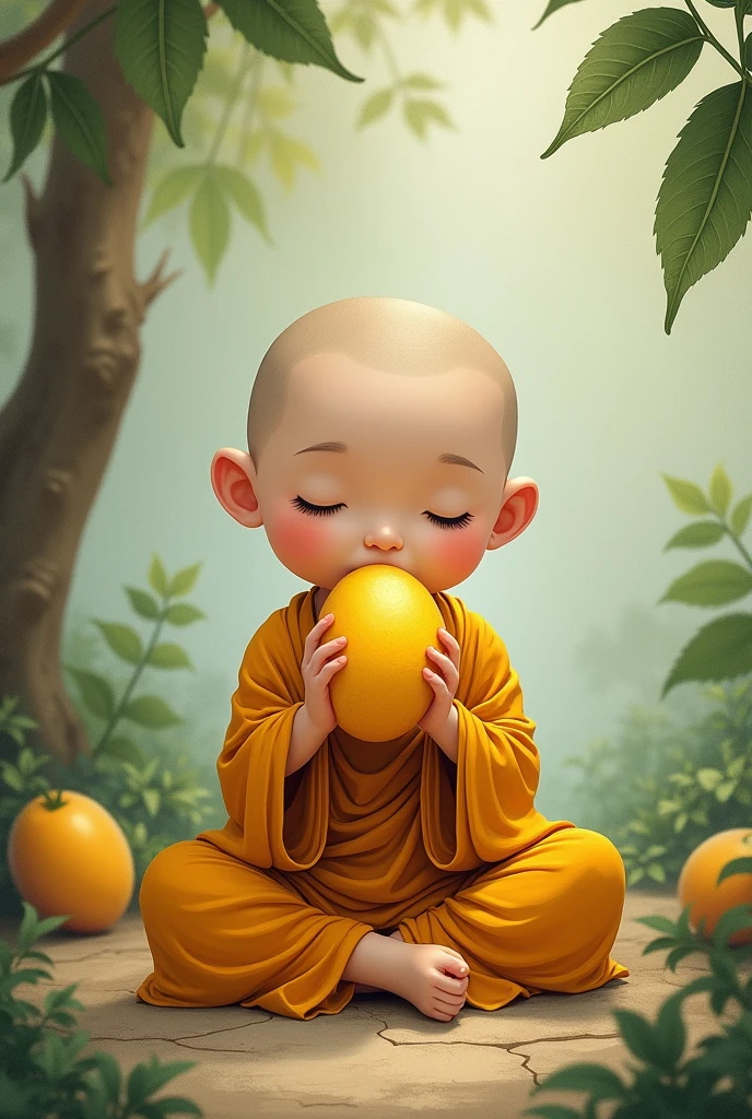  VeryLittle Monk Guan yin Eating Mangoes