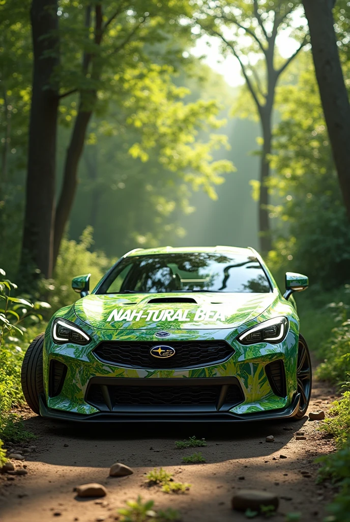 Subaru car with a word NAH-TURAL BEA