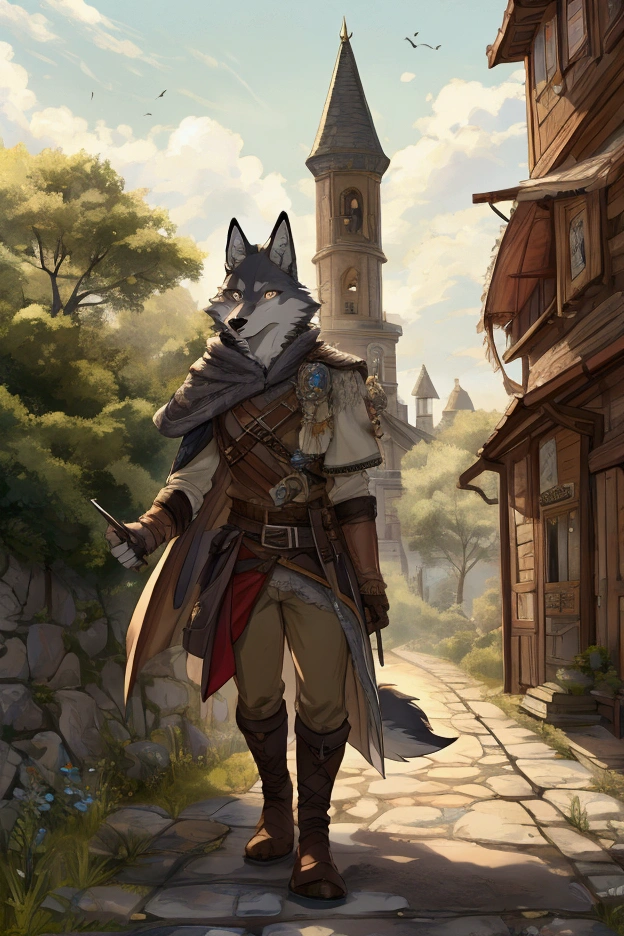 Wolf adventurer defecates on the road.