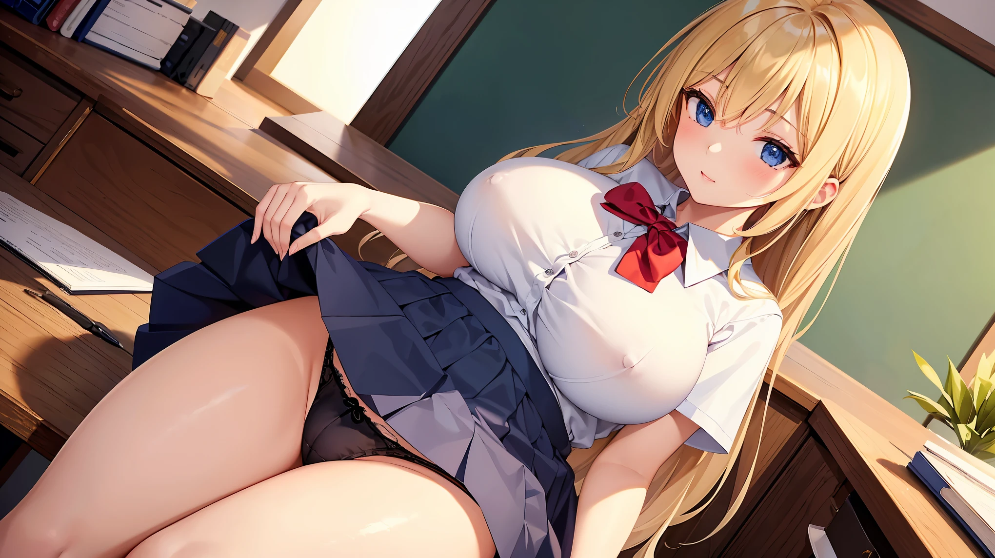 masterpiece, Highest quality, In detail, (5), (beautiful girl), cute, (tits), (group), (multiple), (A high school girl tucking up her skirt to show her panties.)