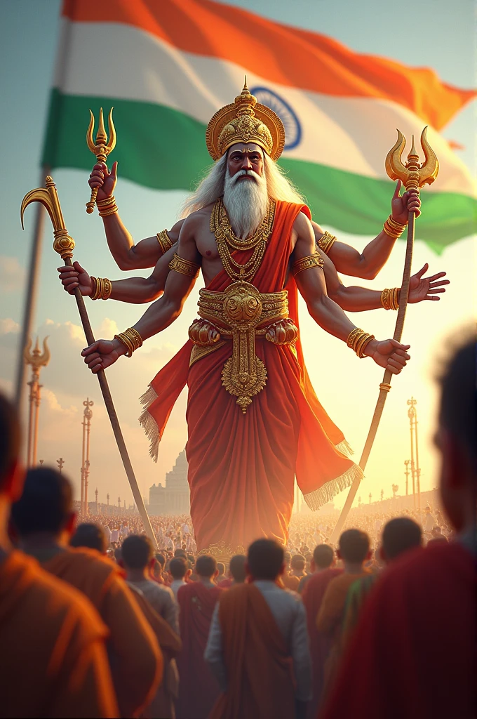 God Vishwakarma, independence day celebration, Indian flag, people, six hand, different tool...