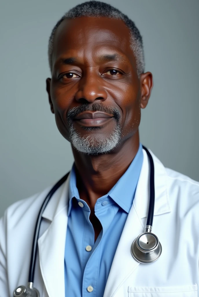 A african doctor by name Kiprono Francis with a stethoscope