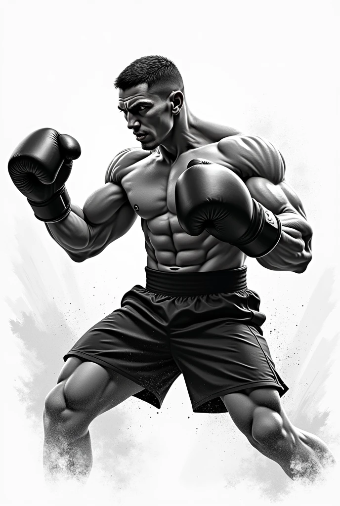 Boxer fighter black and white vector