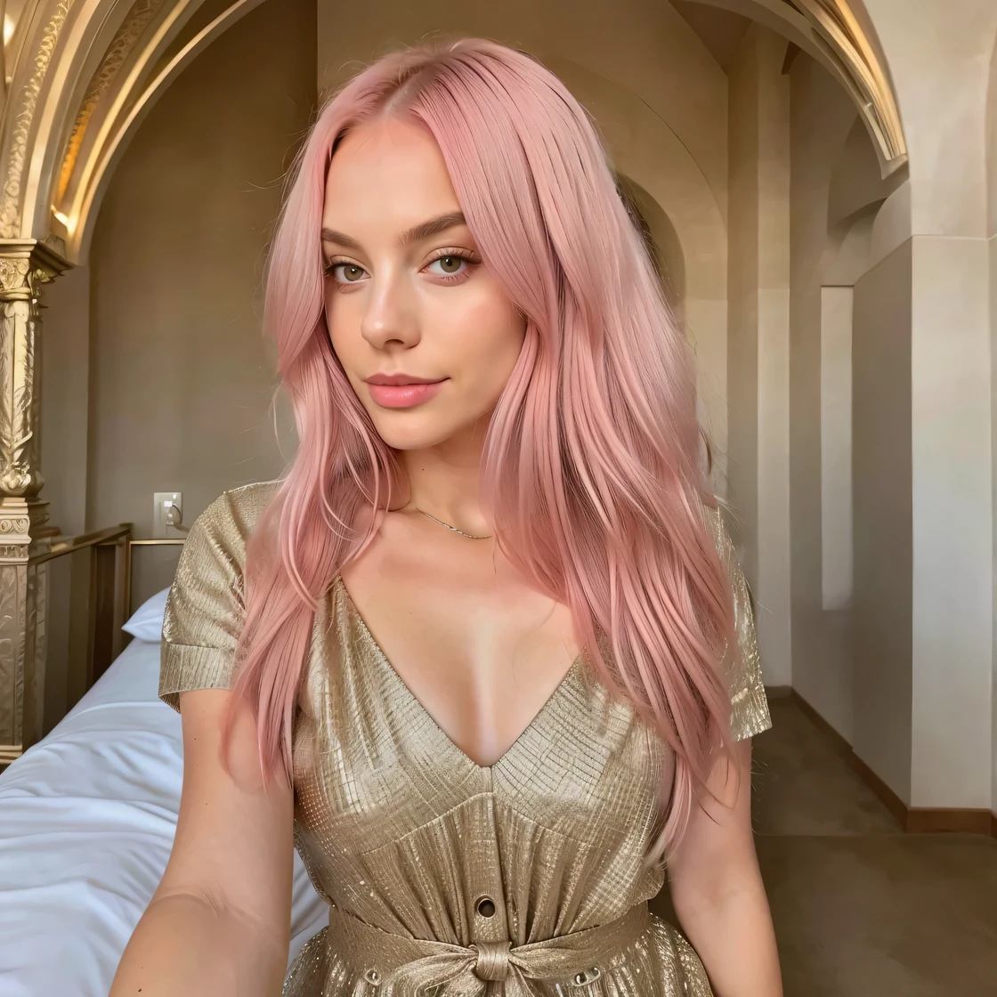 Long pale pink hair