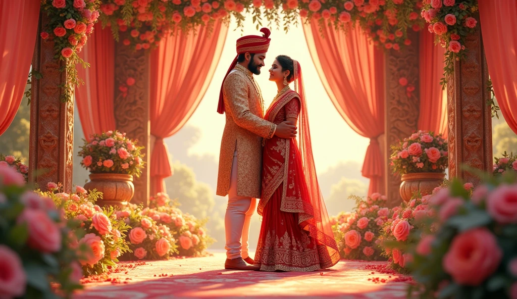 Married indian with wife wedding stage image