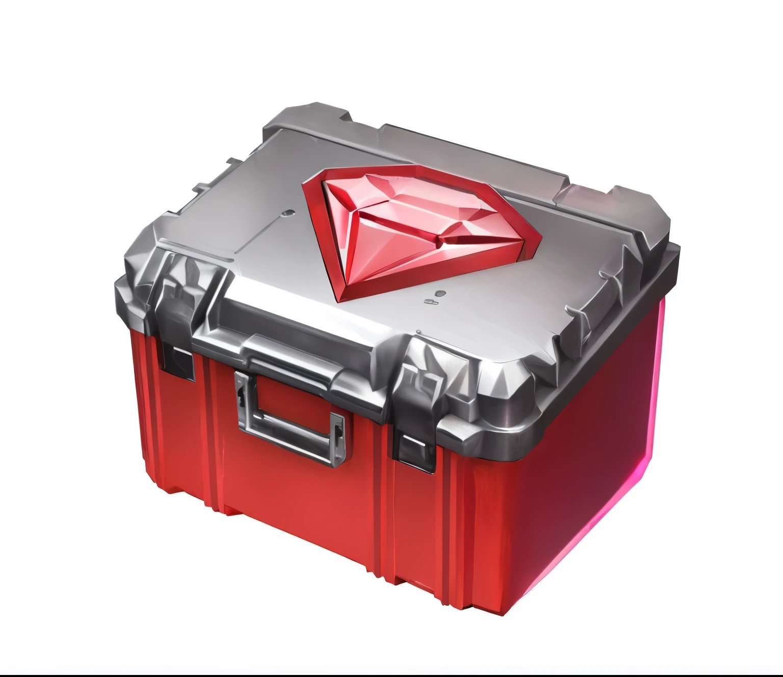 a close up of a red and silver box with a diamond on it, robbery box, diamond, Crimson theme, 出售gem, fan box, No Man's Sky Justice Auditor, 剑柄上璀璨的gem, gem, gem, robbery, csgo, 艺术gem, shining, Very energetic, ignition, Game Icon Assets, Crazy Quality, Realistic Style