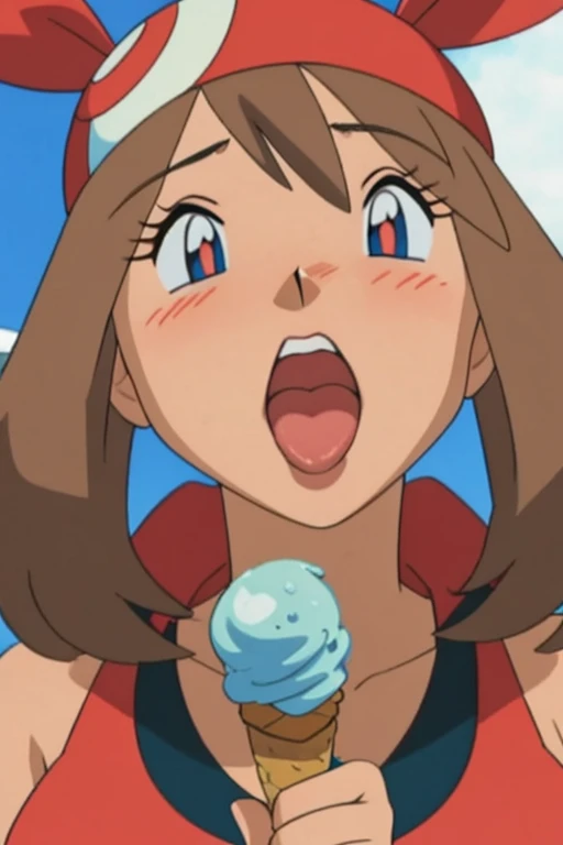 Large Breasts, Open your mouth, Sticking out tongue, Lick,ice cream,Looking up, Drooling, tip,lick,Blushing,