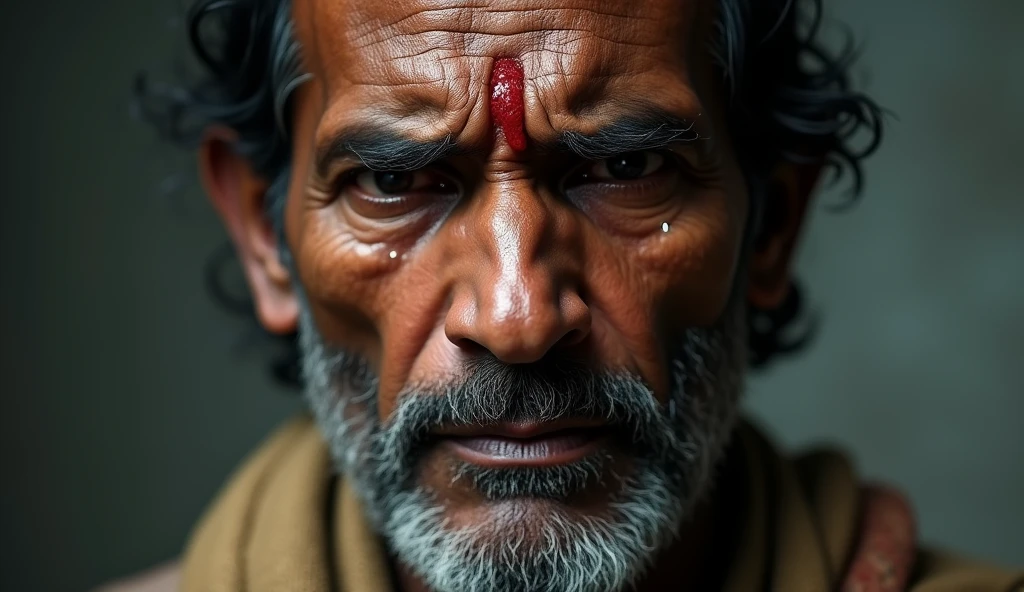 Indian man crying tears