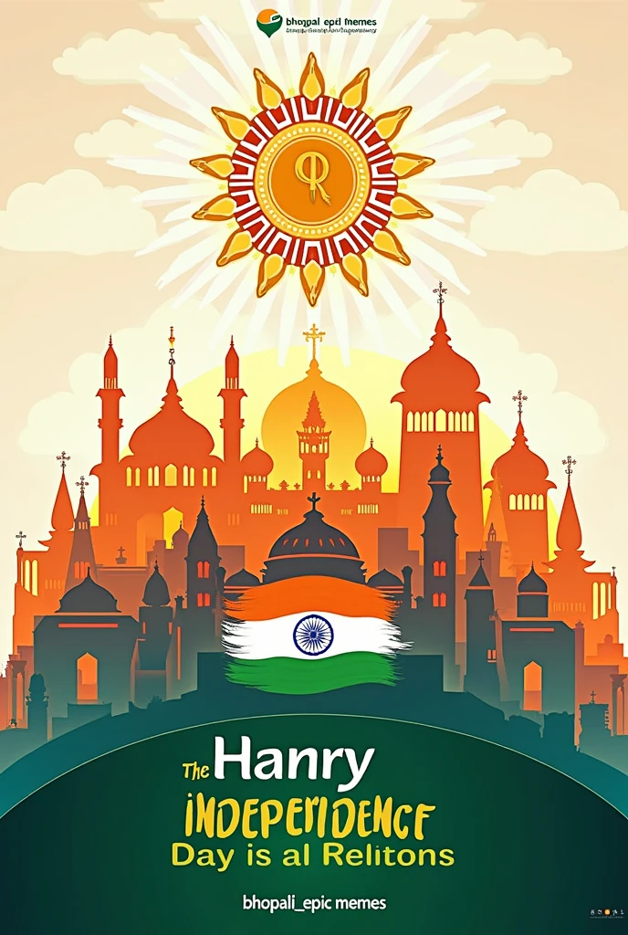 Poster for 78th independence day and also in poster show unity of all religions also add visuals of bhopal in it and mention bhopali_epic_memes
