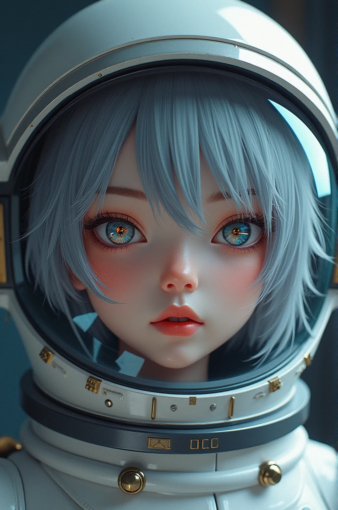 (Get a closer look at more masterpieces:1.5)0.9], (Space and astronauts:1.2) (Messy silver hair:1.1) (Heterochromia xanthochromia and blue eyes:1.2) (Space Helmet:1.0) (Colored stars in the eyes:1.0) (shining:1.1) (thick lips:0.9)