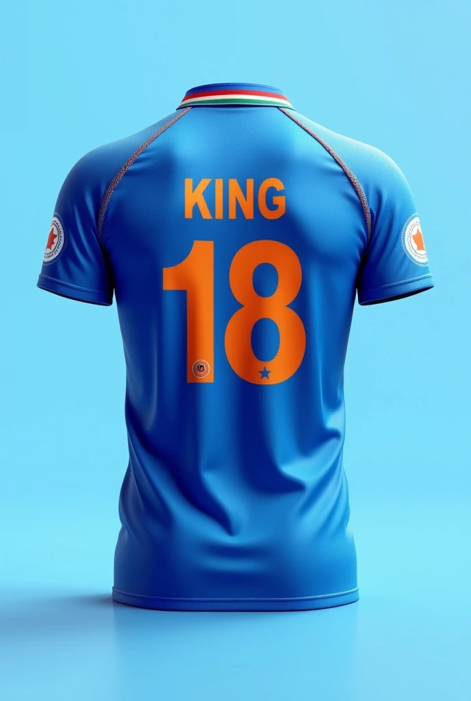 Sky blue indian cricket jersey, only jersey,whose back side big bold king 18