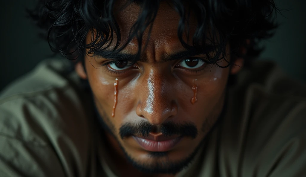 Indian young man crying tears