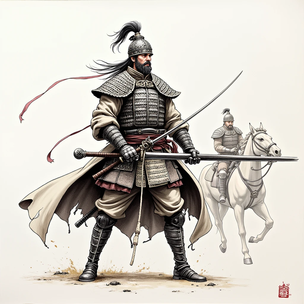 Ink Painting,Military commander,Three Kingdoms,