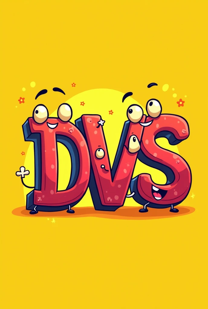 a profile picture of the letters DVS squished together in a cartoonish look with the color yellow