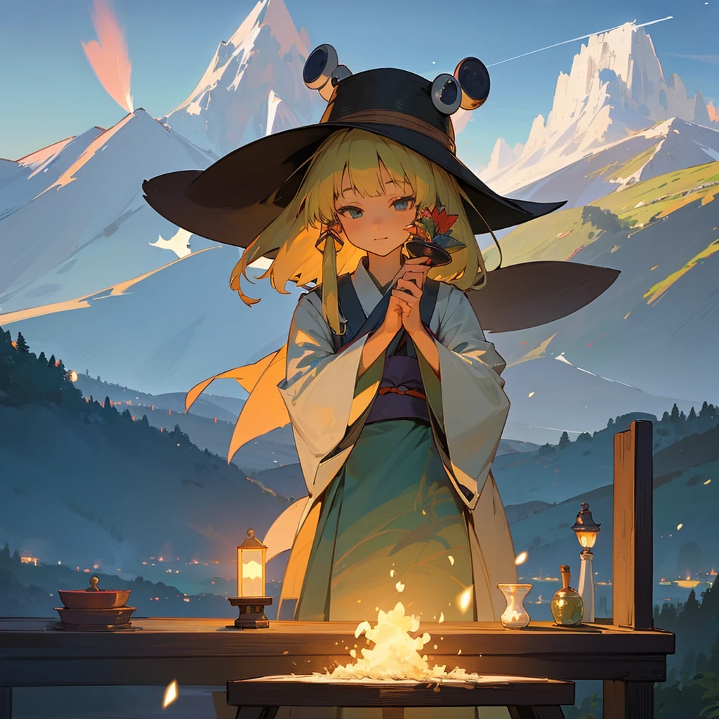Highest quality、masterpiece、Detailed、beautiful、8K、Delicate and fine skin、Oriental Project、Sanae Kochiya、Suwako Moriya、Mountain、firework、shrine