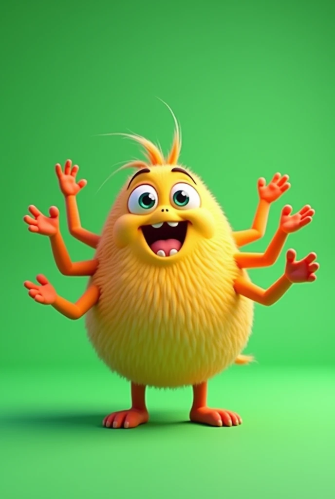 creature with many limbs. It is cartoon style for storytelling for kids. Its background is green screen.