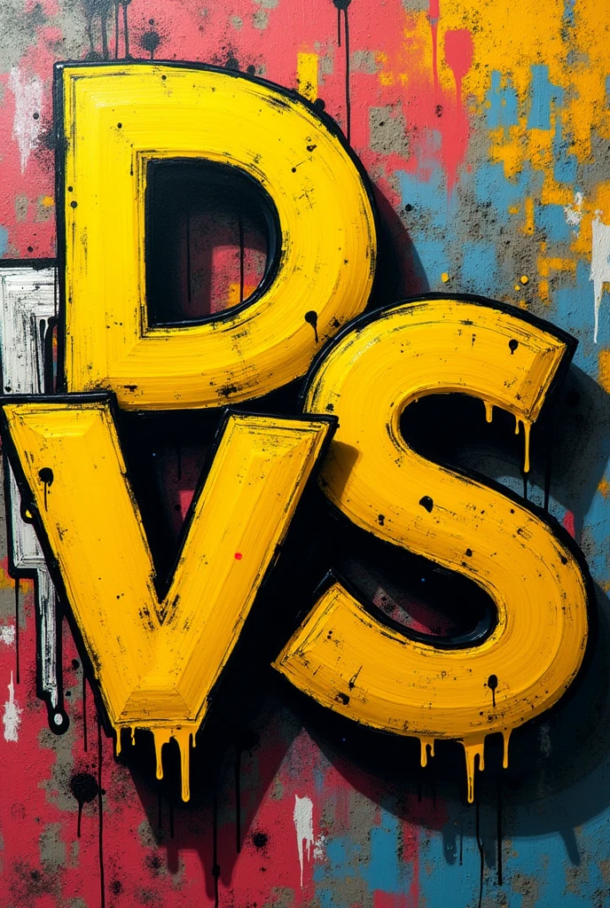 a profile picture of the letters DVS squished together in a graffiti style in the color yellow with a graffiti background