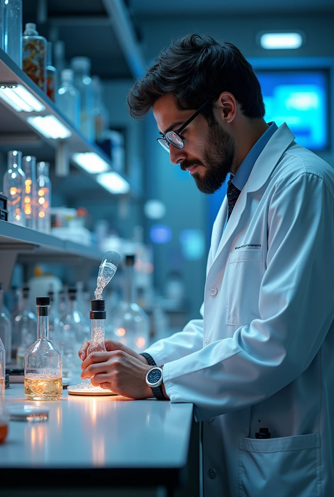 Scientist experiment in laboratory 