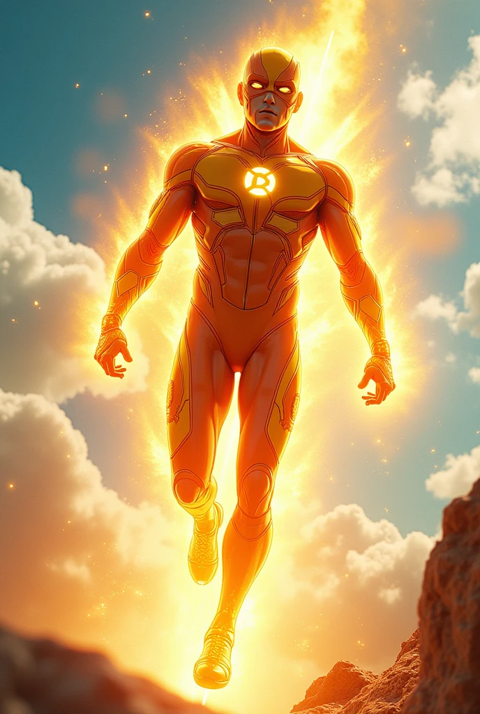 Summerman superhero with summerword and powerful suit