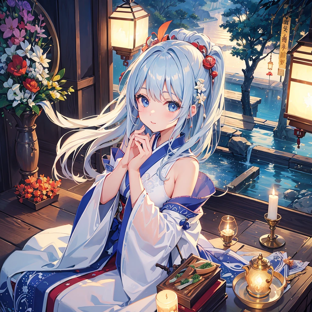 Highest quality、masterpiece、Detailed、beautiful、８Ｋ、Delicate and fine skin、Oriental Project、Sanae Kochiya、Mountain、firework、shrine
