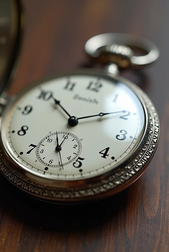 A close up of a Silver Zenith Pocket watch from the 1910s with a subsecond