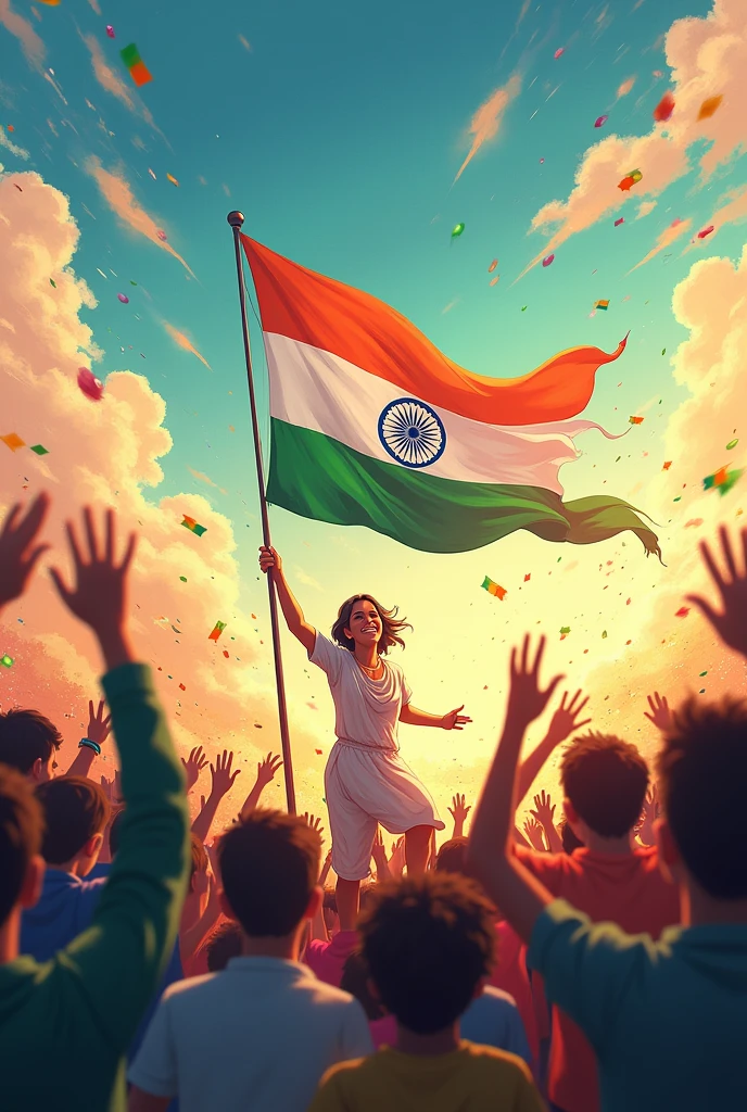 78th independence day India image background inda falg anime