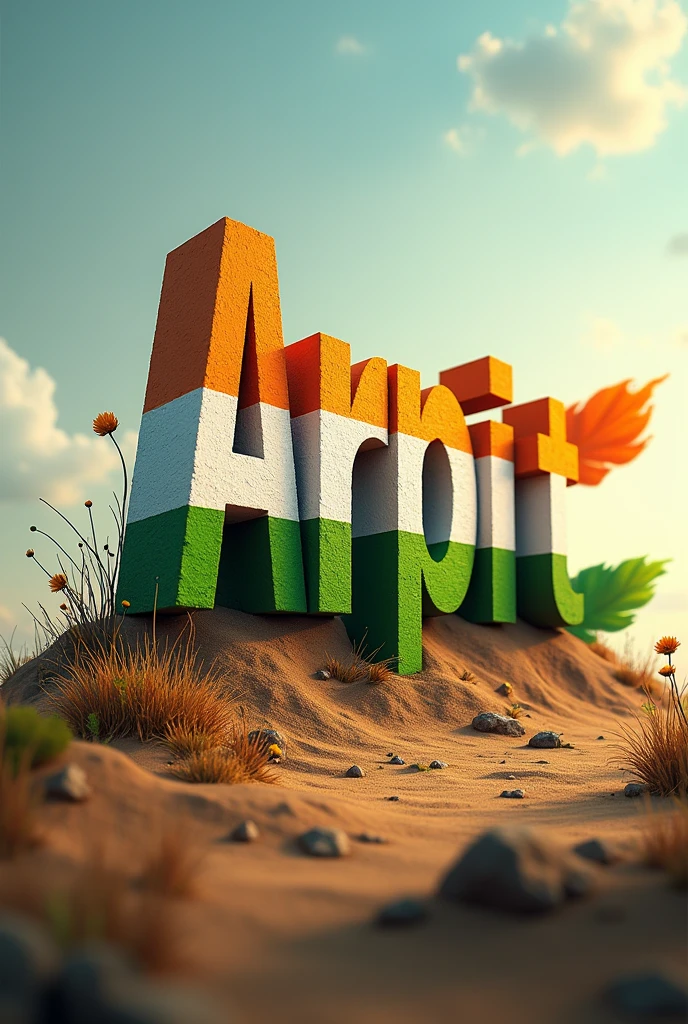 Arpit  name spelling with tiranga write on earth
