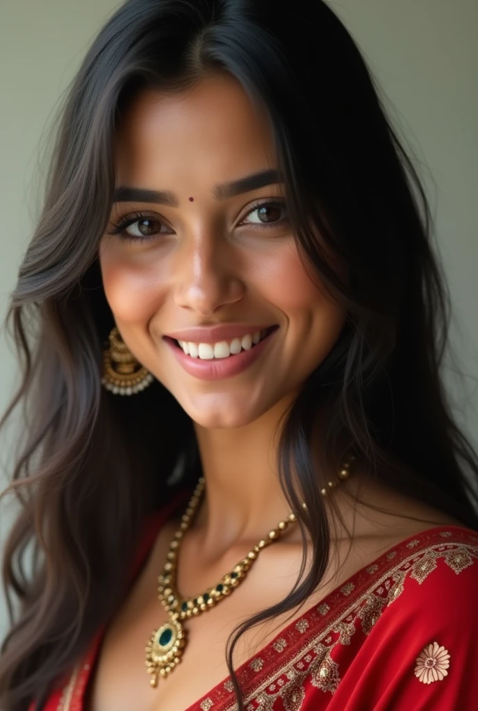 a beautifull girl in indian girl wear indian dress in open hair style and beautifull white face and
beautifull looking