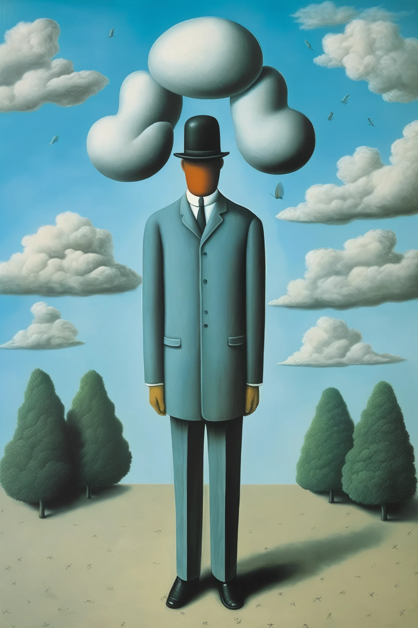 René Magritte - In the style of René Magritte、Draw a surreal painting with the number 10 as the central character。.