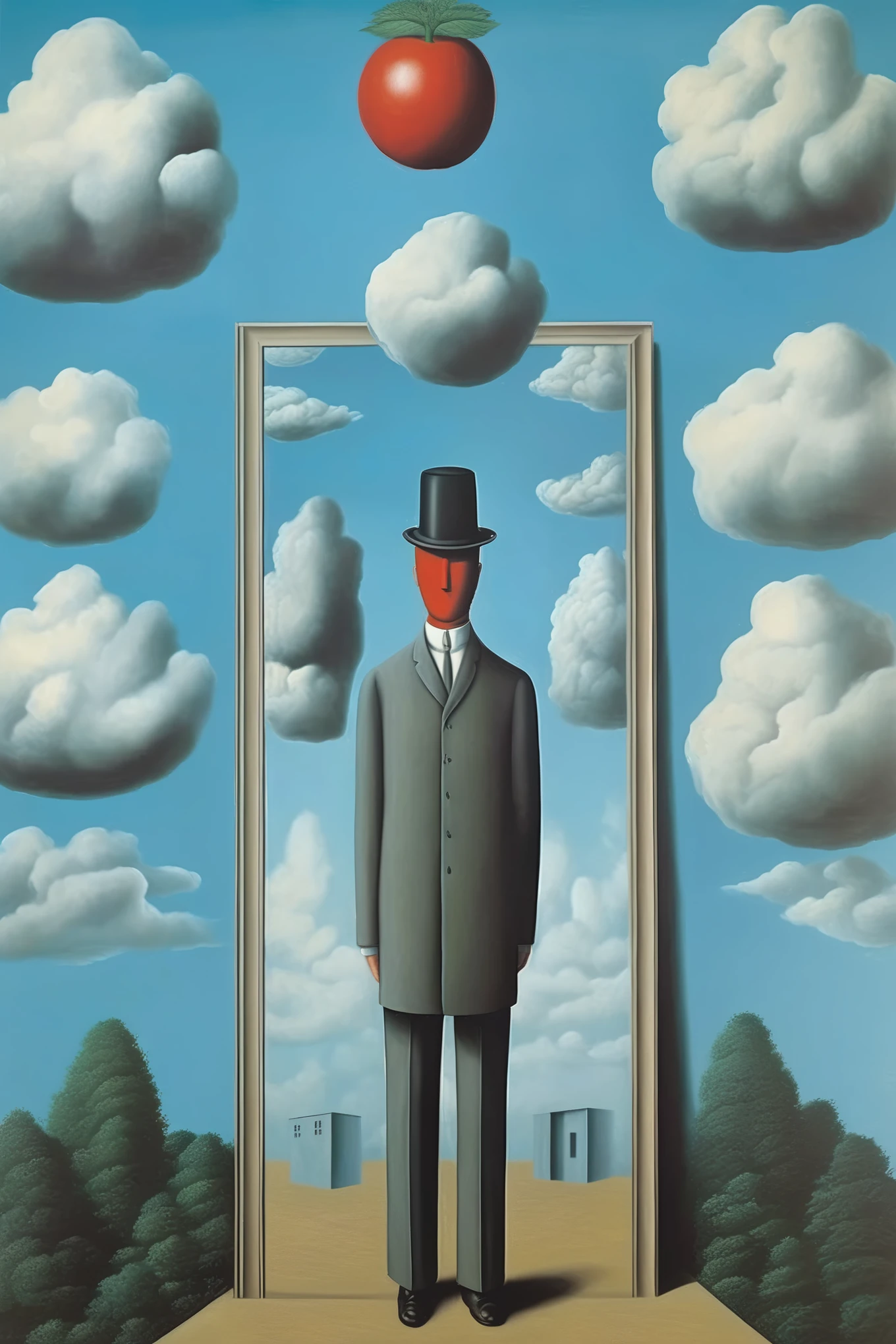 René Magritte - In the style of René Magritte、Draw a surreal painting with the number 10 as the central character。.