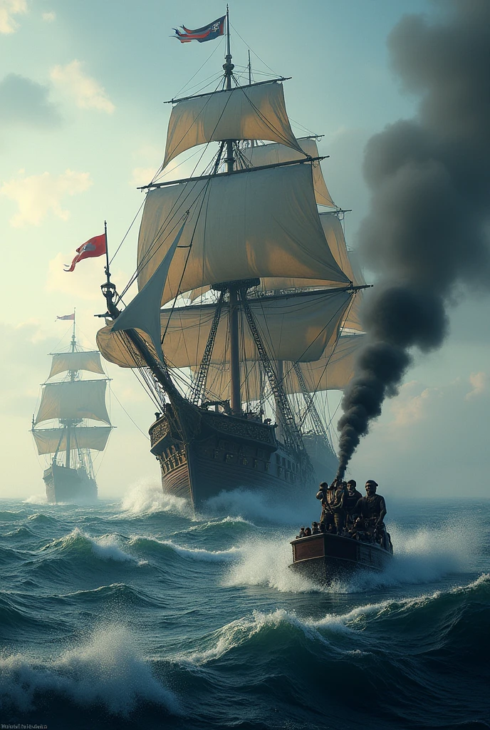 pirate ship attacking a vessel