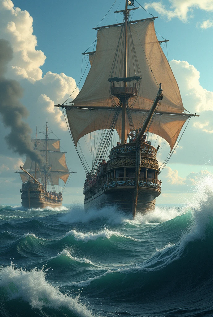 pirate ship attacking a vessel