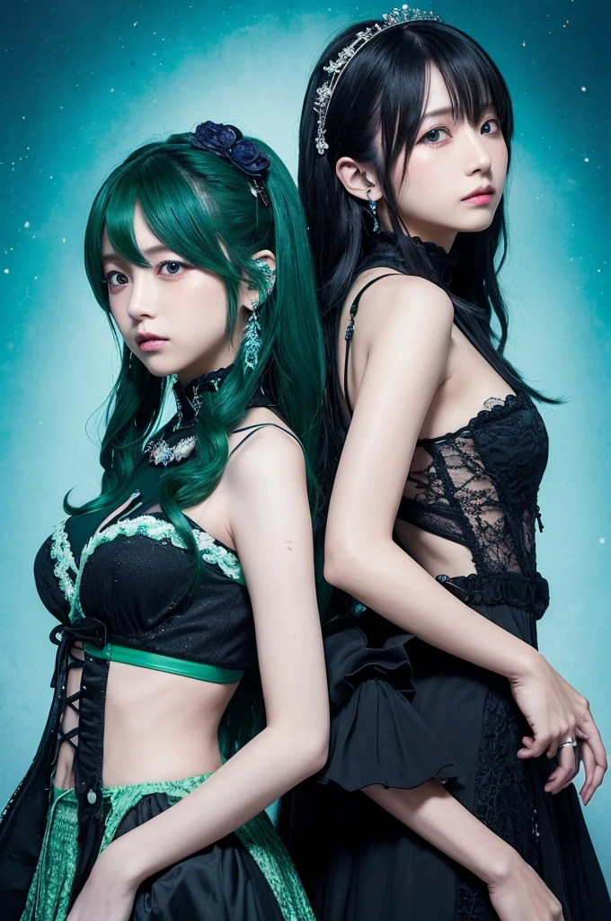 Sound of Drops, a 2-member idol group, with image colors of blue and green, a gothic Japanese-style digital rock unit.