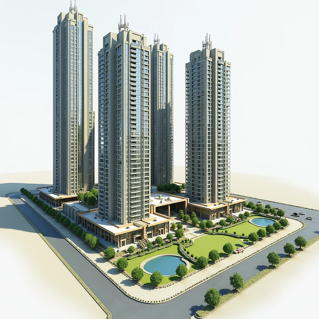 create an architectural site plan for the COM3 towers in Karachi, Pakistan. 