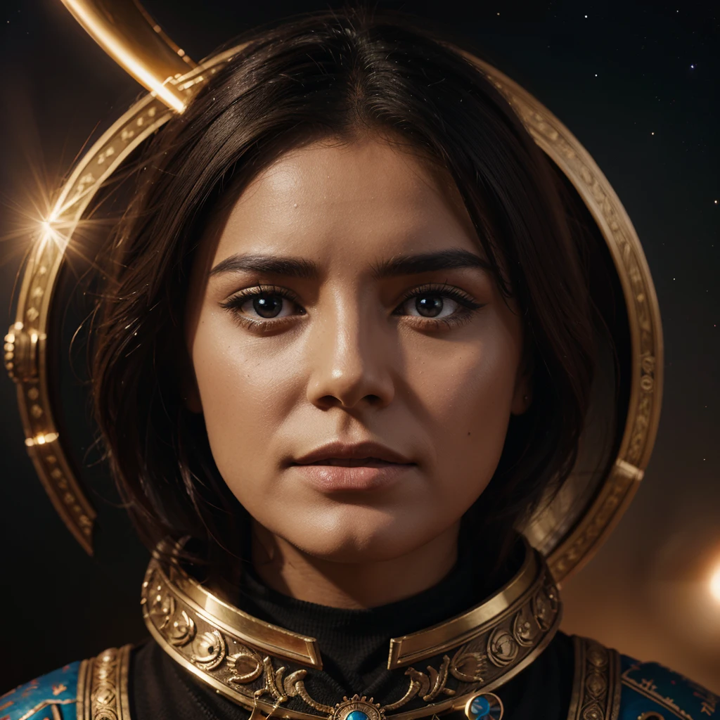 With digital art, 4k, 8k, create the Sumerian vision of the planet and the cosmos.