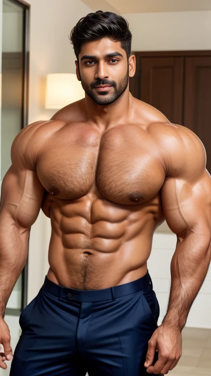 Handsome indian Arjun with small beared in business suit masculine strong bodybuilder boy with huge wide muscular shoulders, wide chest, abs, masculine wide triceps, arms, biceps, big masculine legs, wide thighs, calfs, black-haired, hair falls on your face, Mesmerizing brown eyes.