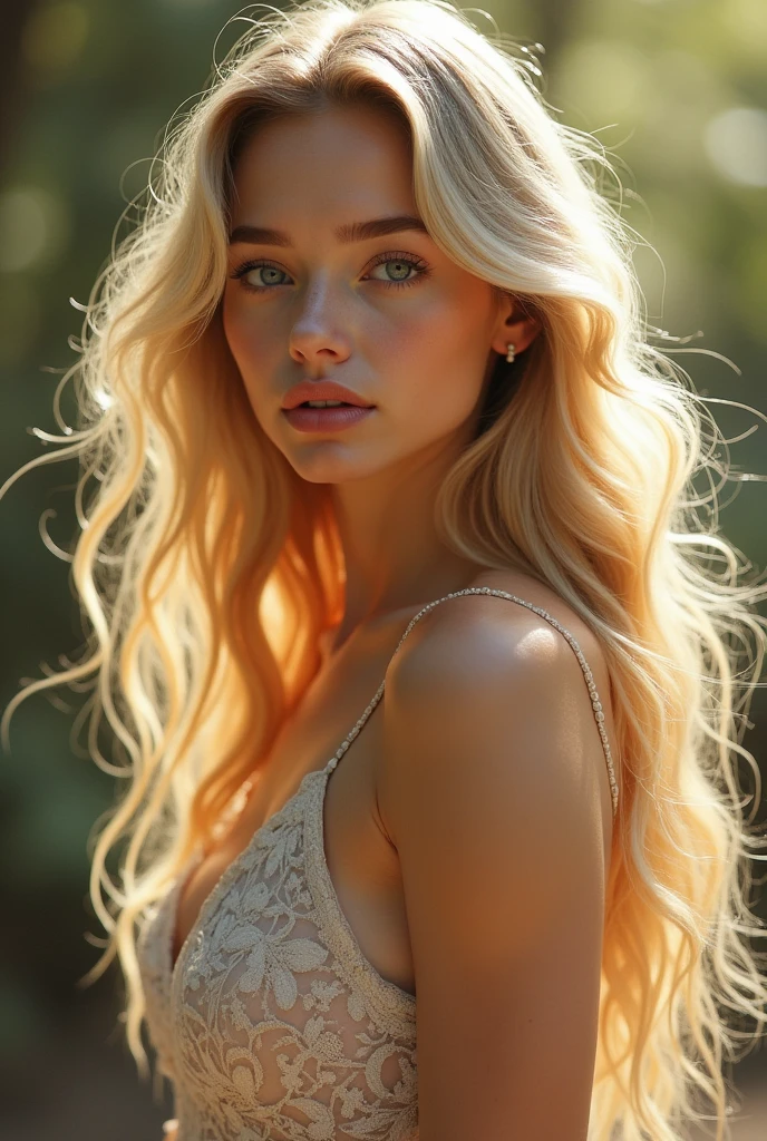 Create several realistic images of a blonde woman