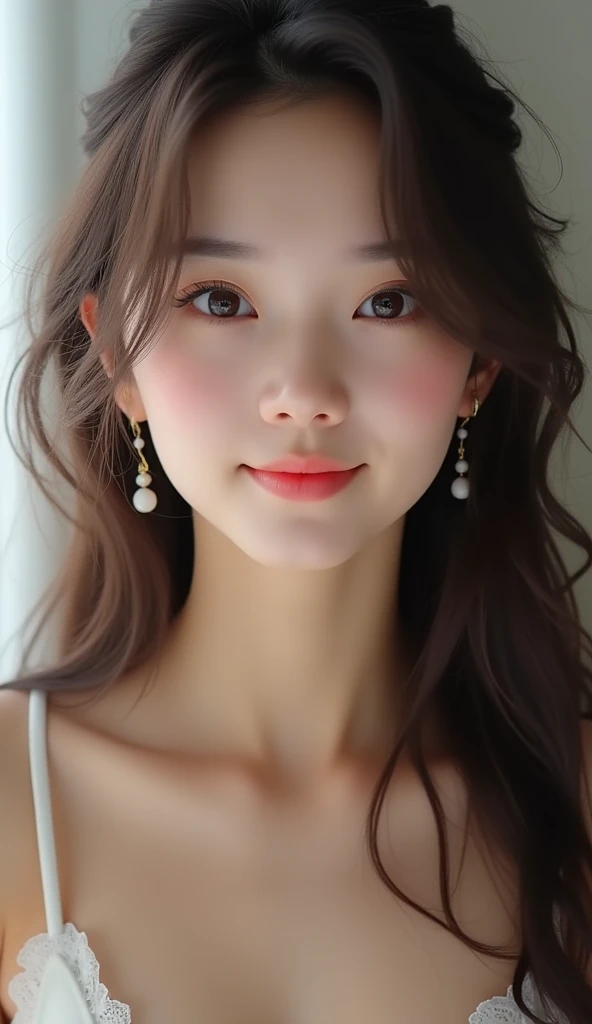 (Absurd:1.3),8k,(Detailed Photos:1.5),(Detailed face and skin:1.3),(Ultra-high resolution:1.5),(Realistic:1.5),Symmetrical, clear eyes,Well-groomed face,(Ray Tracing:1.3) ,18-year-old girl, Japanese,high school girl(Sensual face:1.5), Elegant face, Japanese Model, Young and beautiful gravure idol, tight, , Wavy long hair、Earrings、beauty、勝利のsmile、Slim Abs, Tight waist, (smile:1.2)AV actress、Full Body Shot、Completely naked,Full nudity,Big Breasts、Very thick pubic hair、Slim body、 Perfect body,Six Pack Abs、Athlete Body、 (Beautiful Face:1.2),(美しいBig Breasts:1.2),Slim face, Brown Hair, Medium Hair, Messy Hair,Please face forward and look at the camera、