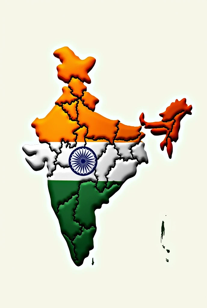 Map Of India in the color of indian flag colors