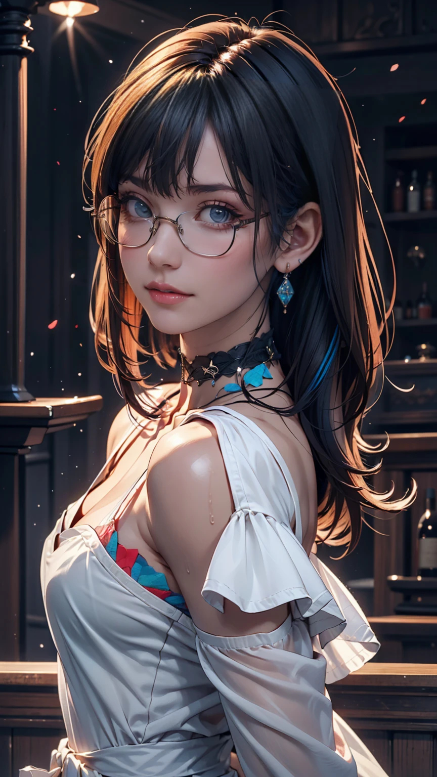 Portrait of {Mia Khalifa}, Action {Cute photoshoot (3) (cute photoshoot (3))},naked smooth and soft skin, big dreamy eyes, beautiful intricate, symmetrical colored hair, wide anime eyes, soft lighting, detailed face, by makoto shinkai, stanley artgerm lau, wlop, rossdraws, concept art, digital painting, looking at camera