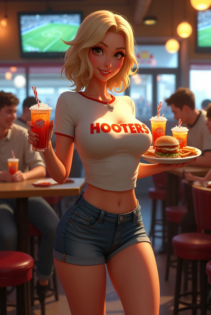 Mujer, (pechos grandes), ((corte bob recto)), ((cabello naranja)), (solo), sexy Orange hair, ((mcdonald's)), nude, desnuda, (((straight bob cut))) straight bob cut