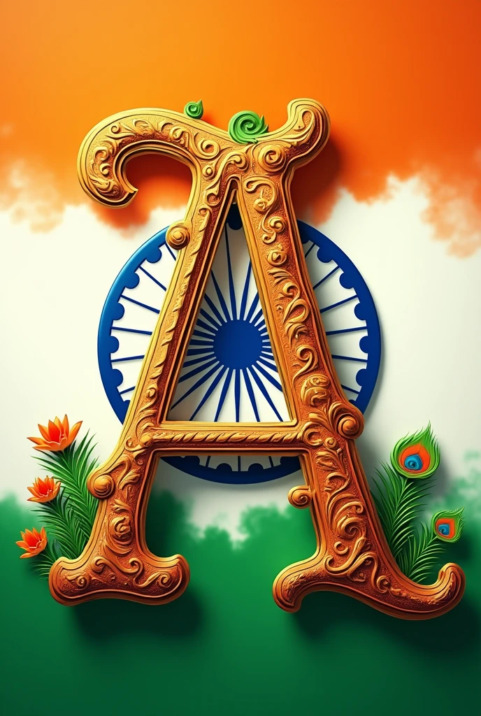 Alphabet a with indian flag colour theme 
