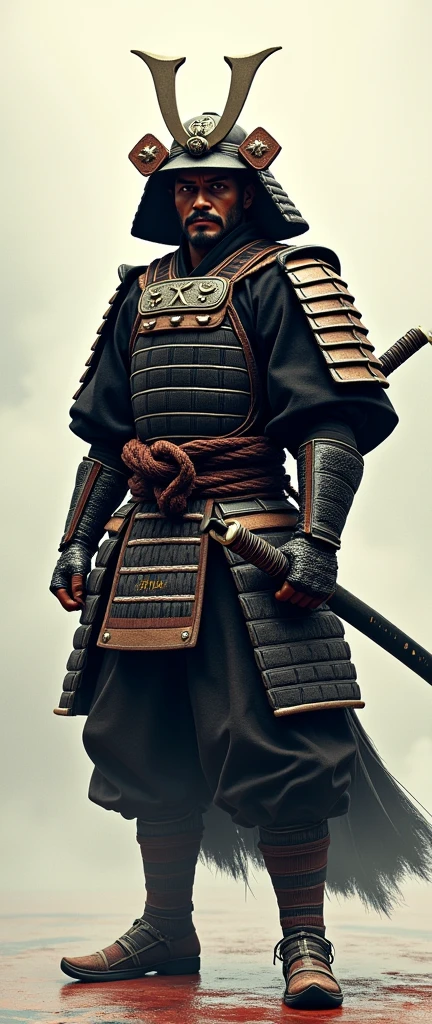 samurai、Standing tall with a sword drawn、strongest、Real