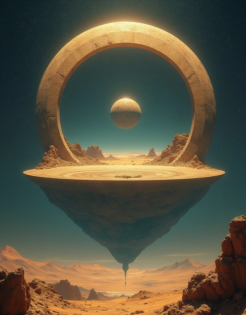 (photorealism:1.2), With digital art, 4k, 8k, he creates the Sumerian vision of the planet and the cosmos.
His vision was like this:
The earth was a flat disk (in the center of the disk is the land of Sumer, surrounded by desert, which are the edges of the disk), surrounding the disk, the ocean, below the ocean and the disk, the underworld, above the disk and the ocean, the celestial dome or the sky, with the sun, the moon and the stars. The underworld and the sky would make a sphere, with the disk and the ocean in the center.