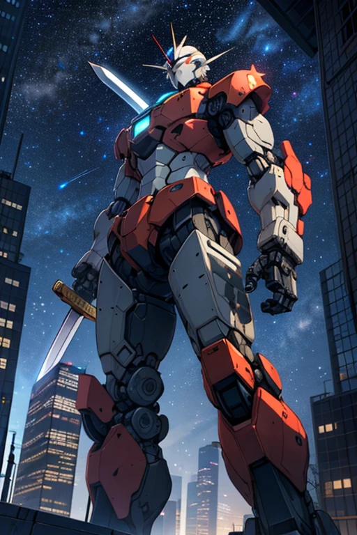 ((Giant robot with sword))　((Starry Sky))　((Between the Skyscrapers))