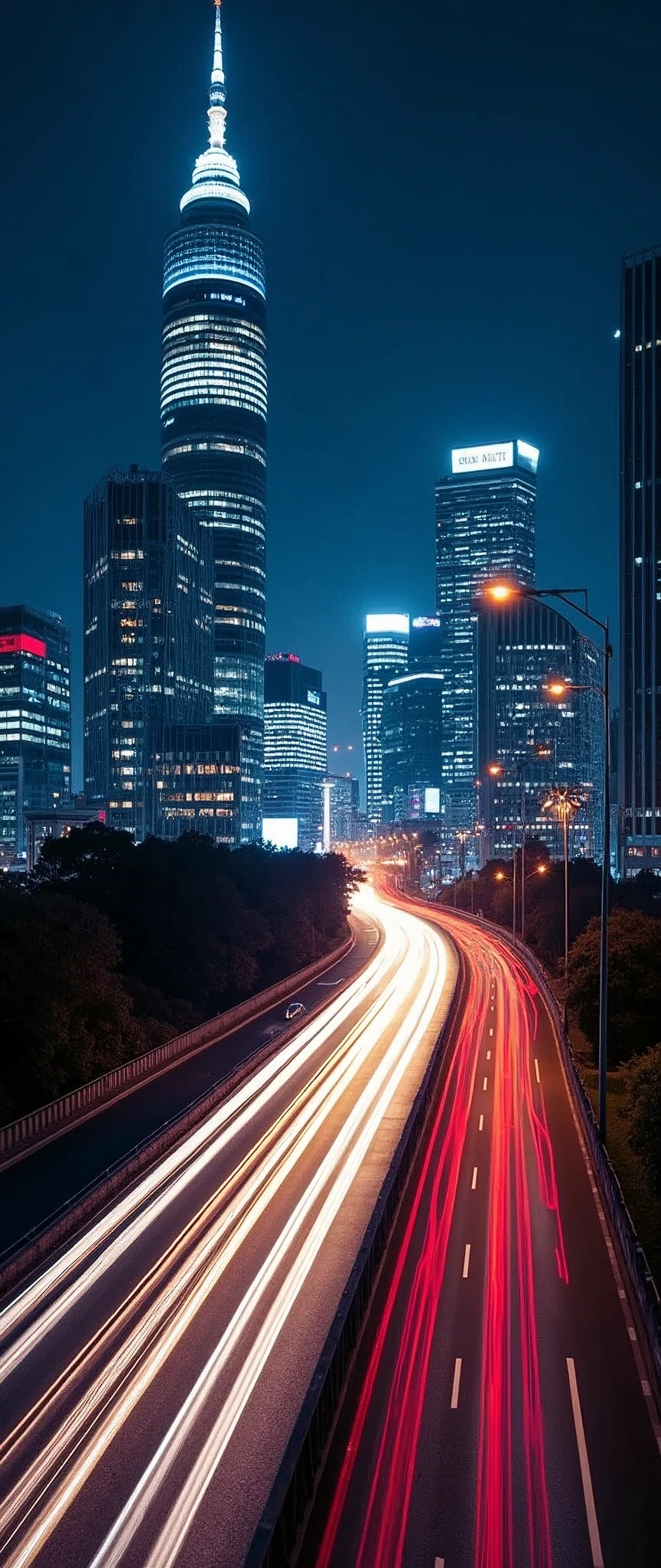 (Light trail photography:2.0),Tokyo,skyscraper,Metropolitan Expressway,night,Shooting from a car,beautiful光の残像,(Light is represented by rainbow colors.:1.5),(masterpiece:1.2,Highest quality,Ultra-high resolution,Ultra-detailed,8k,Photorealistic,RAW Photos),beautiful,(dynamic)