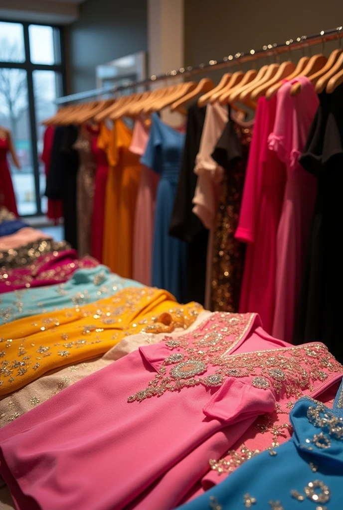 Make me an image showing party clothes for sale but without a model.
