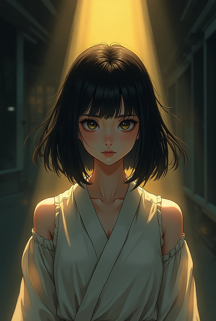 Japanese Anime，A girl&#39;s Nightmare，Fantasy illustration by Atey Ghailan，illustration，Mood lighting，Gold and silver tone，Dramatic Contrast f8K，Front view，Ultra HD，webp   3:4，high
